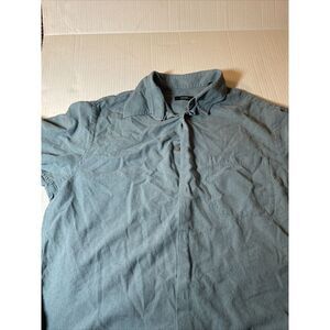 Alfaro Short Sleeve Shirt Blue 100% Silk Size‎ M